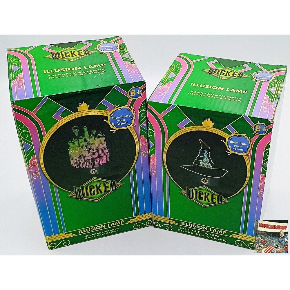 WICKED LED Illusion Lamp Set - Elphaba Hat & Emerald City - Night Light